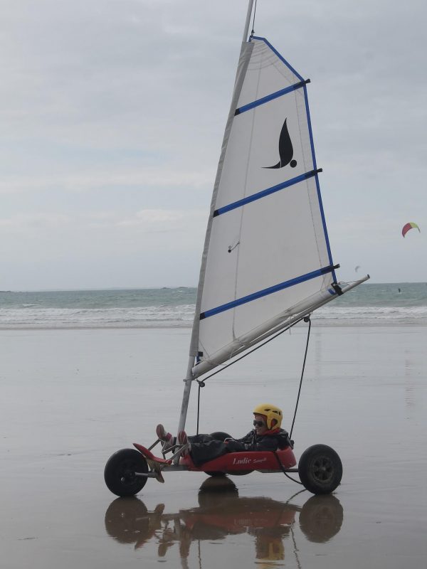 session de char à voile sur la plage de Pentrez à marée basse